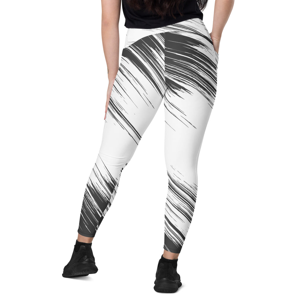 Leggings with pockets - White with Black Design - SMIZE By RachelSMIZE By Rachel