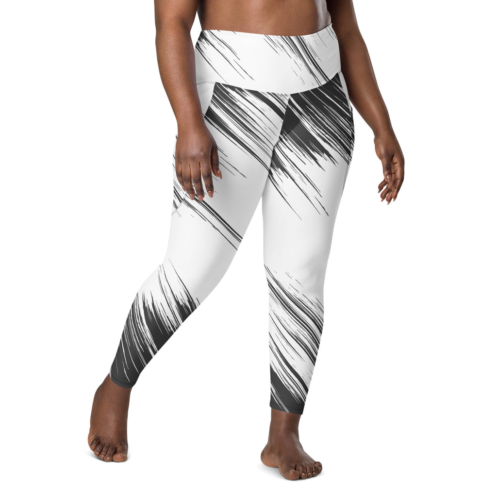 Leggings with pockets - White with Black Design - SMIZE By RachelSMIZE By Rachel