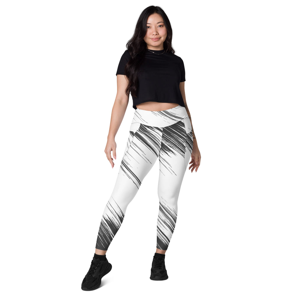Leggings with pockets - White with Black Design - SMIZE By RachelSMIZE By Rachel