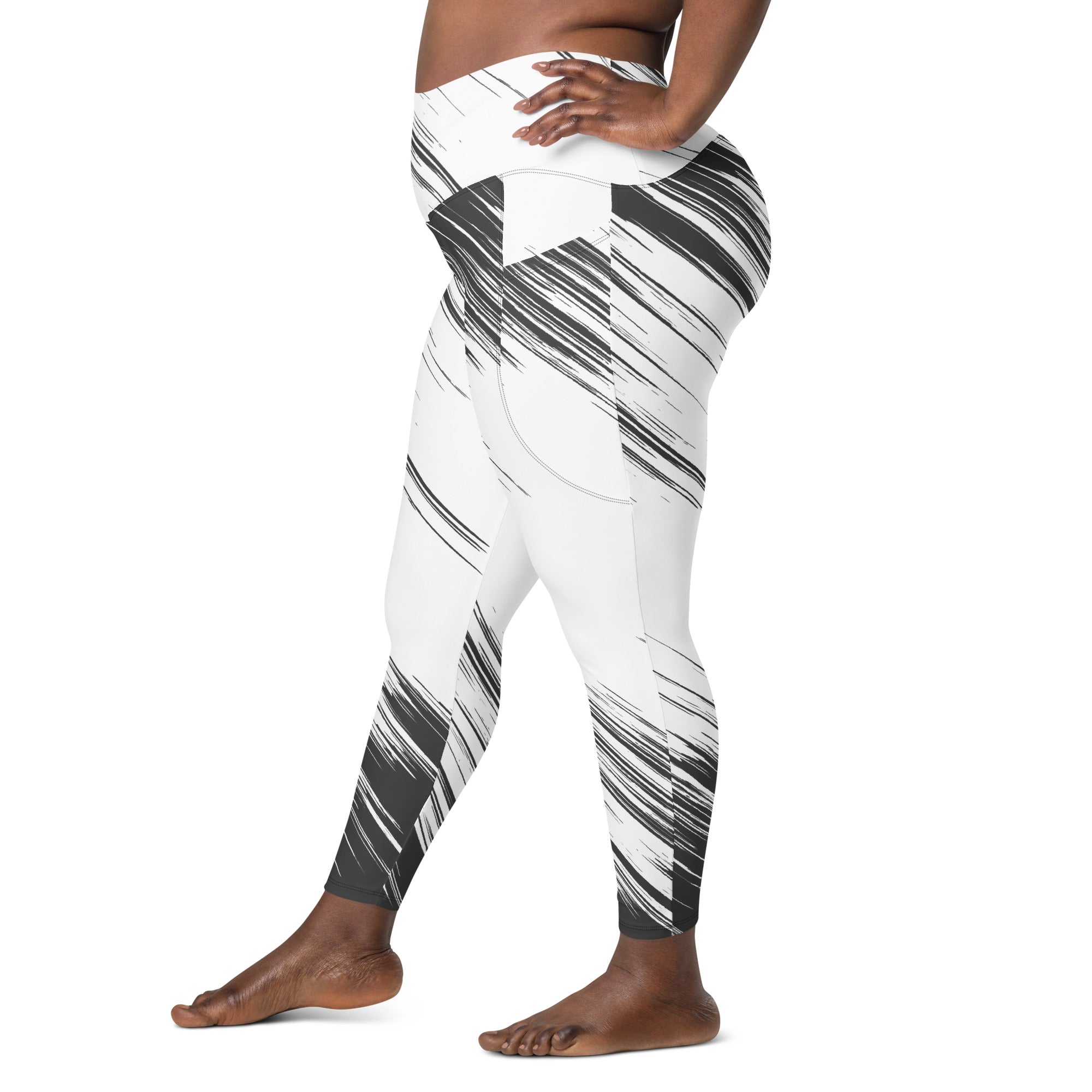 Leggings with pockets - White with Black Design - SMIZE By RachelSMIZE By Rachel