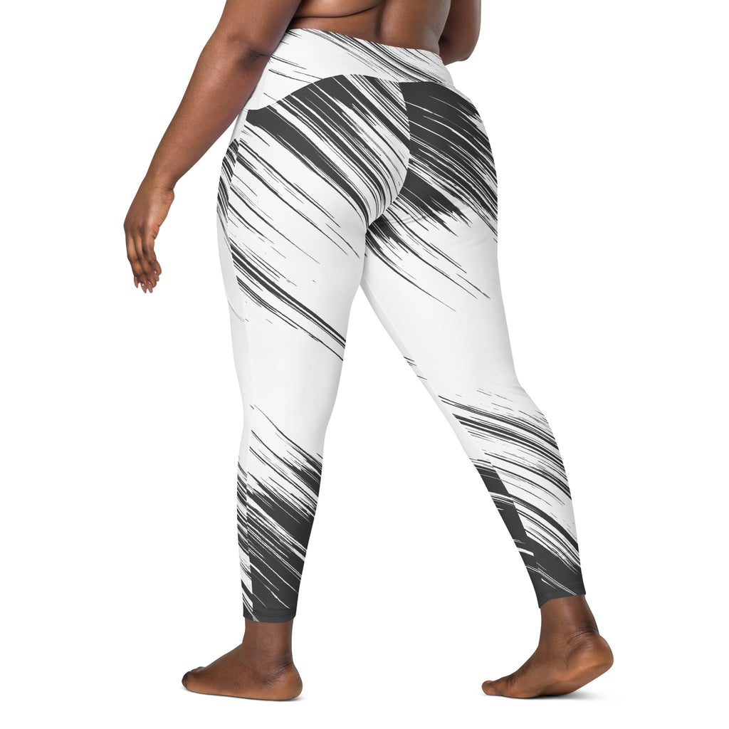 Leggings with pockets - White with Black Design - SMIZE By RachelSMIZE By Rachel