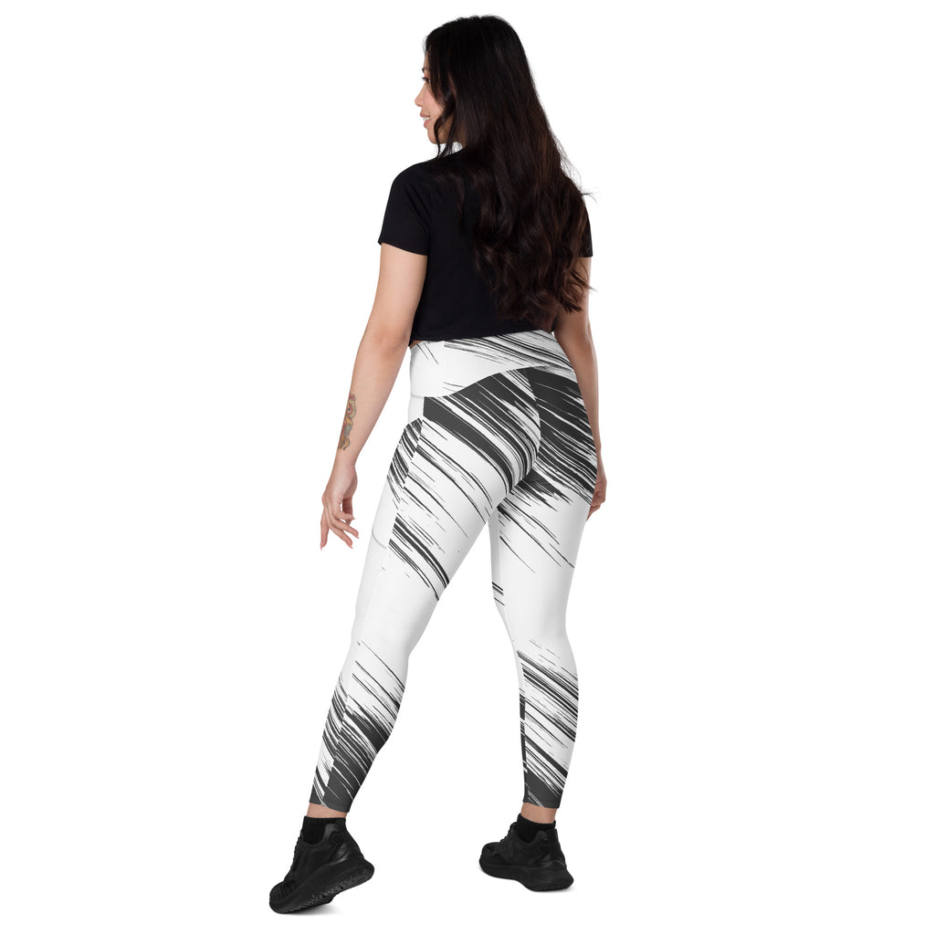 Leggings with pockets - White with Black Design - SMIZE By RachelSMIZE By Rachel