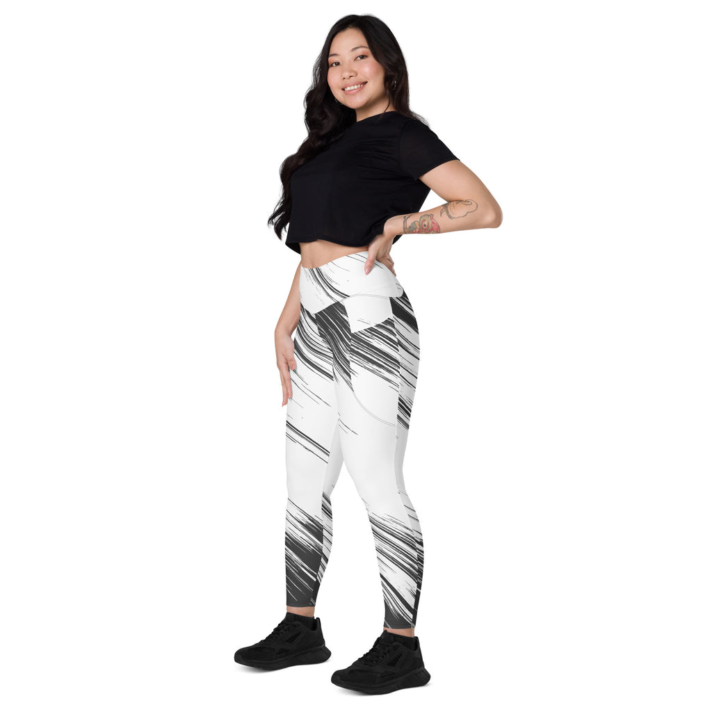Leggings with pockets - White with Black Design - SMIZE By RachelSMIZE By Rachel