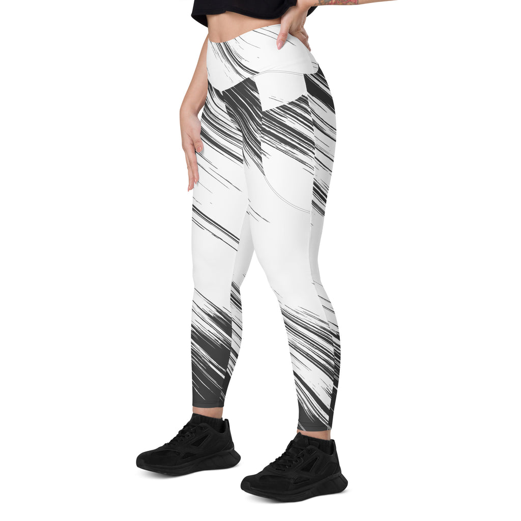 Leggings with pockets - White with Black Design - SMIZE By RachelSMIZE By Rachel