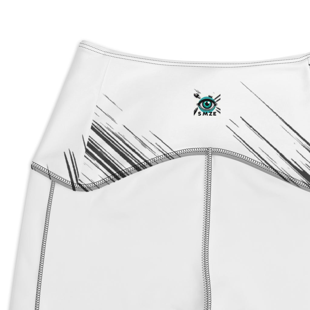 Leggings with pockets - White with Black Design - SMIZE By RachelSMIZE By Rachel