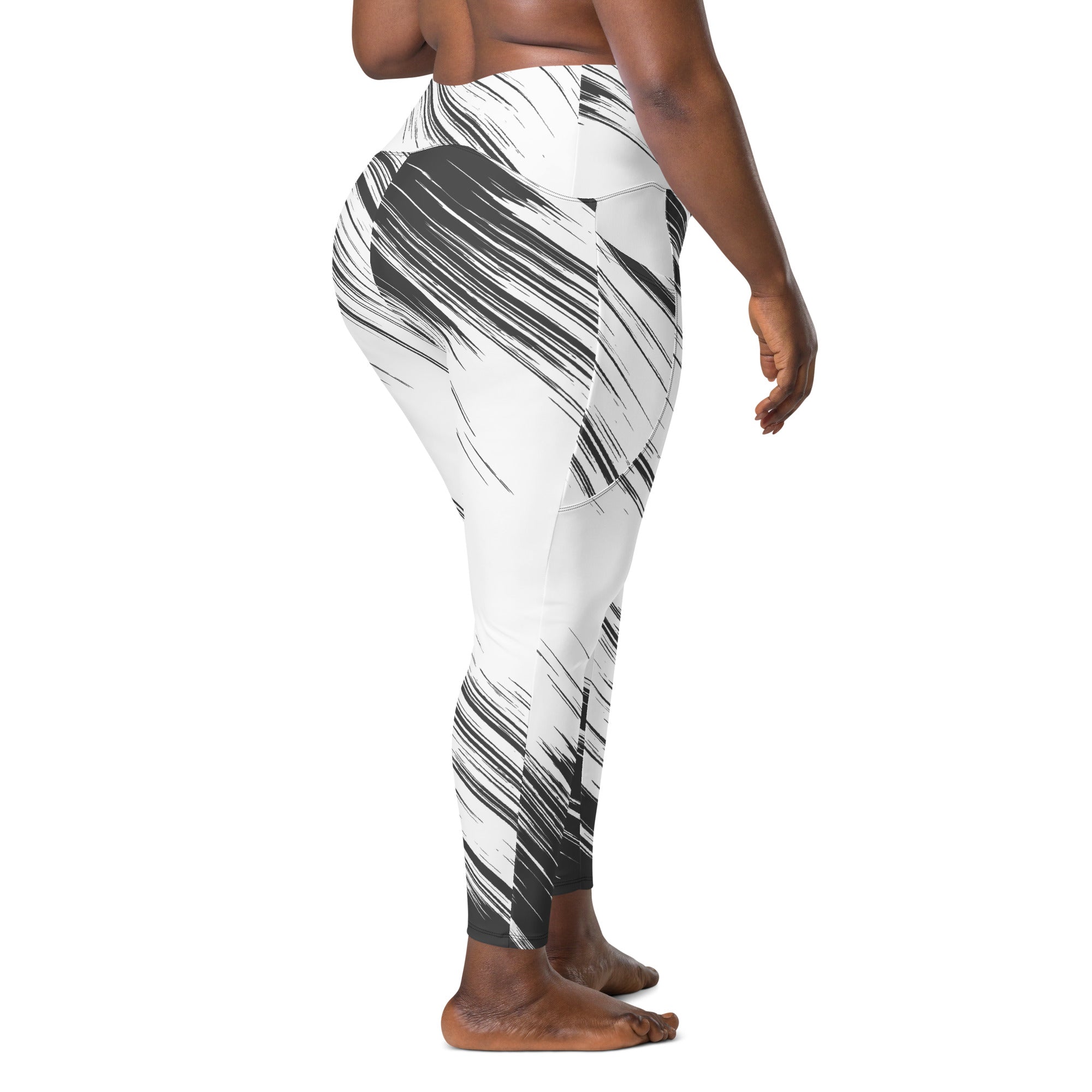 Leggings with pockets - White with Black Design - SMIZE By RachelSMIZE By Rachel