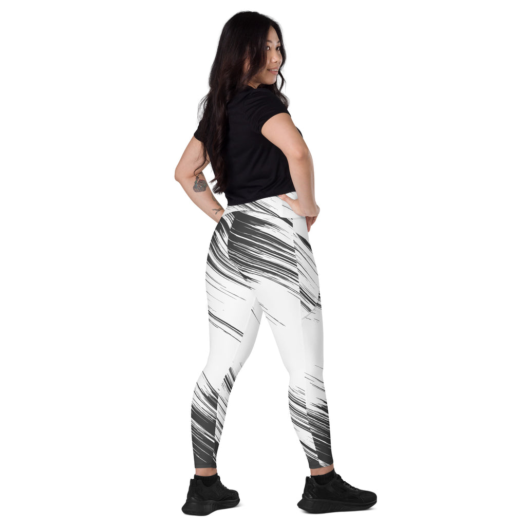 Leggings with pockets - White with Black Design - SMIZE By RachelSMIZE By Rachel