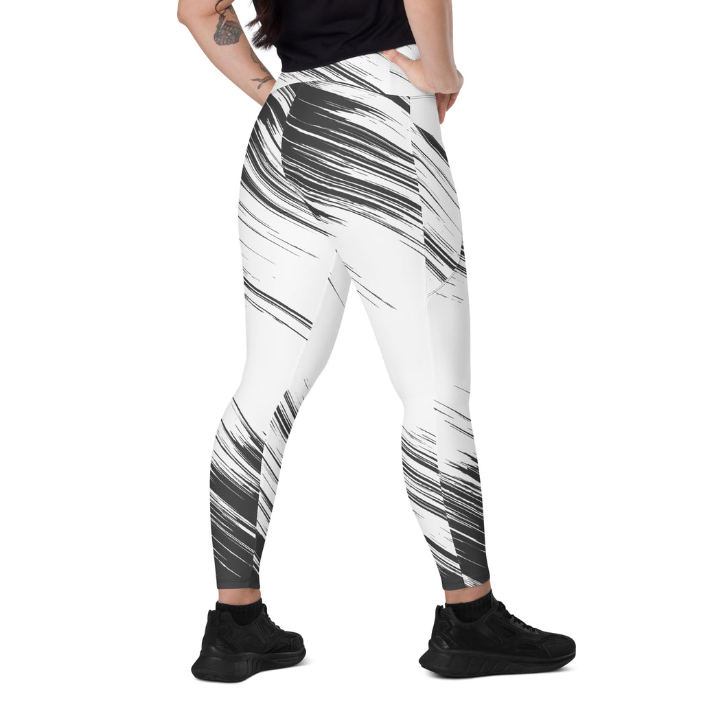 Leggings with pockets - White with Black Design - SMIZE By RachelSMIZE By Rachel