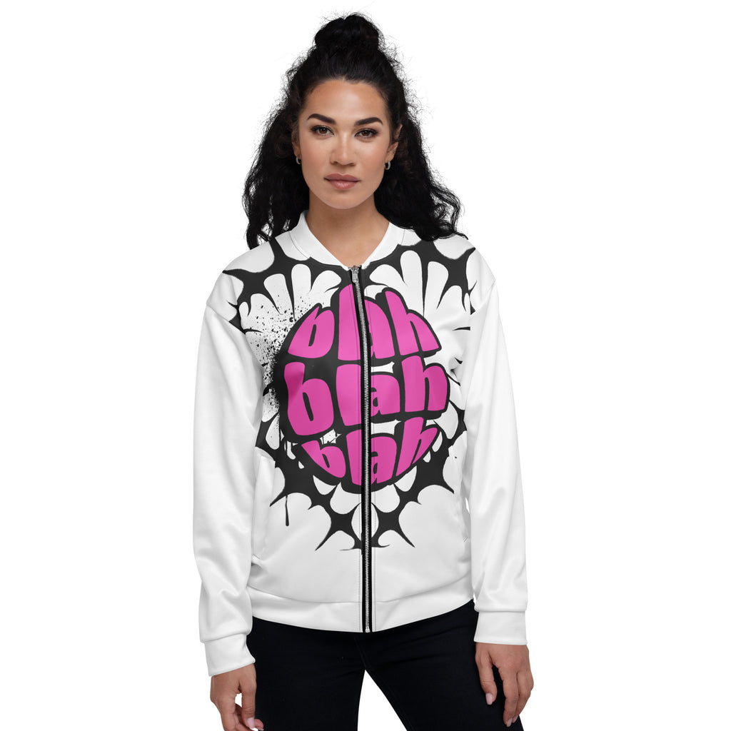 Unisex Bomber Jacket - blah blah blah - SMIZE By RachelSMIZE By Rachel