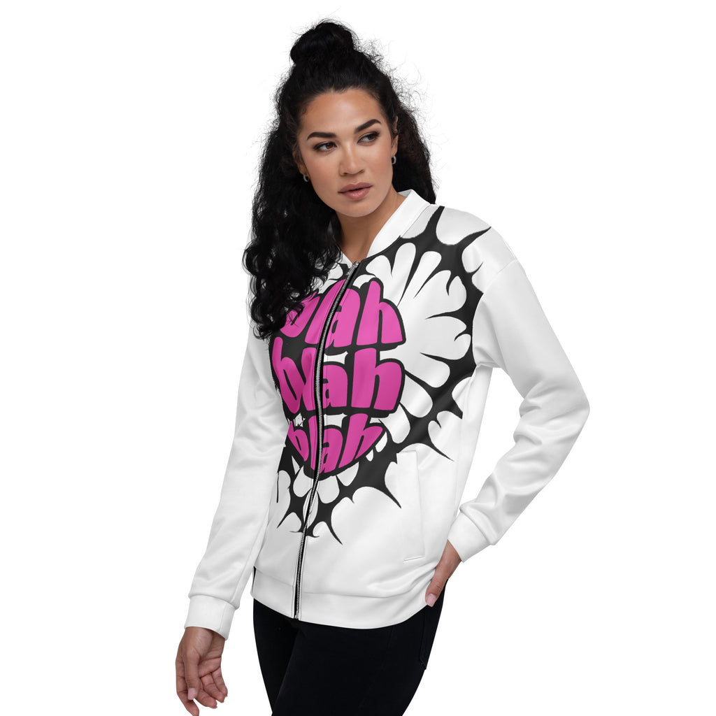 Unisex Bomber Jacket - blah blah blah - SMIZE By RachelSMIZE By Rachel