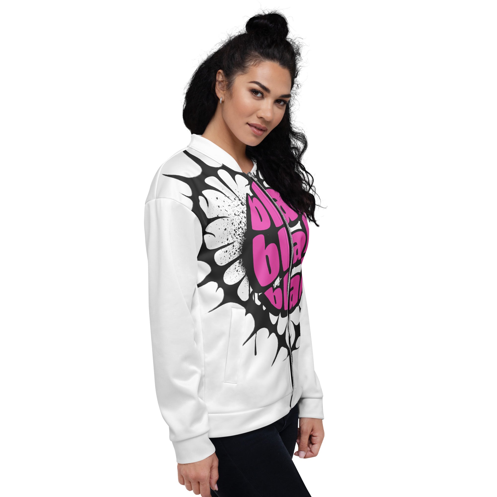 Unisex Bomber Jacket - blah blah blah - SMIZE By RachelSMIZE By Rachel