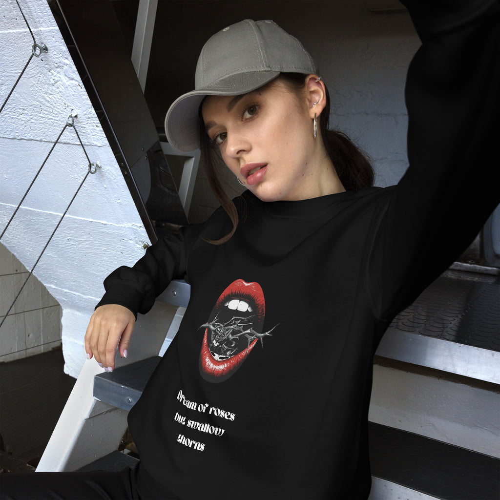 Unisex Sweatshirt - Dream of Roses But Swallow Thorns - SMIZE By RachelSMIZE By Rachel