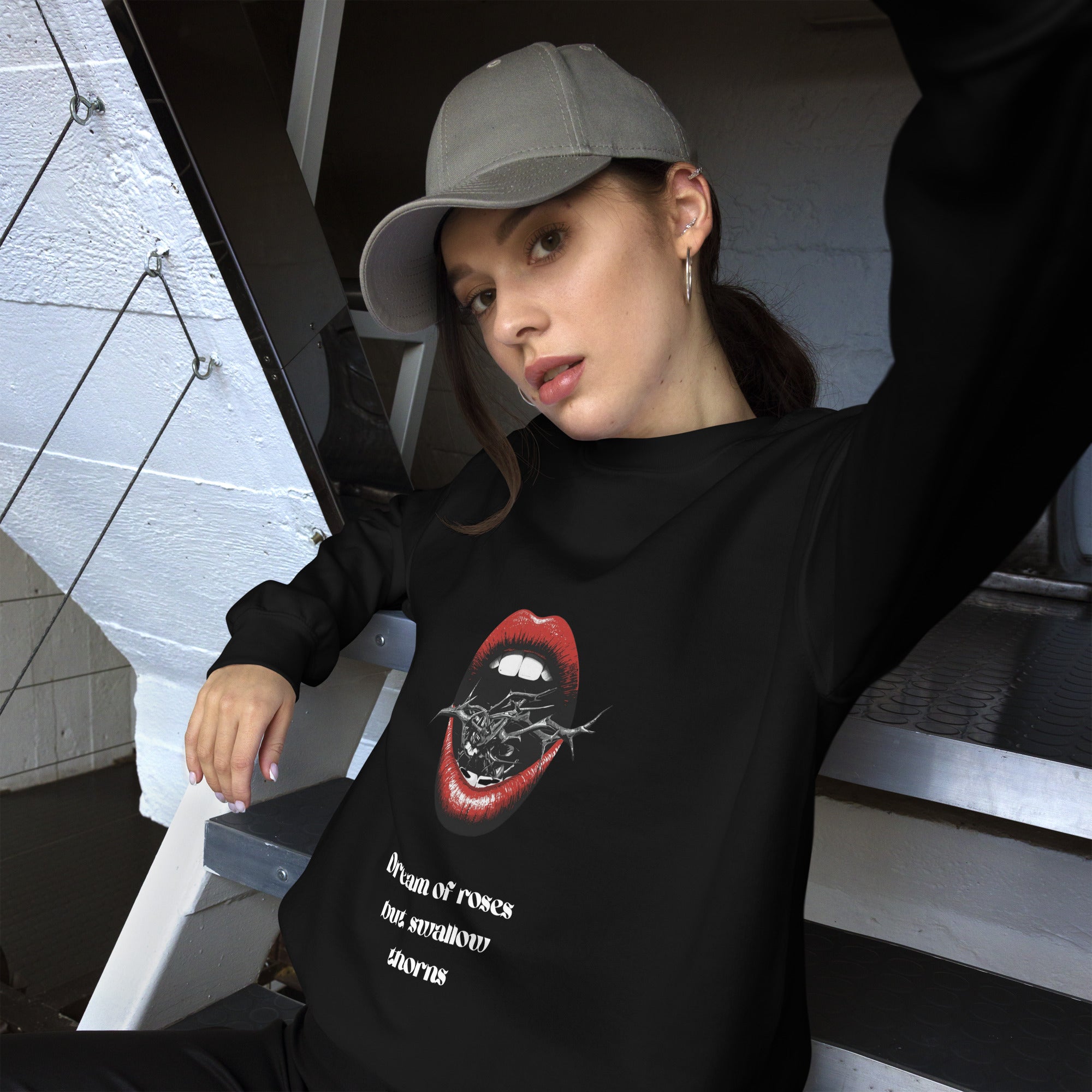 Unisex Sweatshirt - Dream of Roses But Swallow Thorns - SMIZE By RachelSMIZE By Rachel
