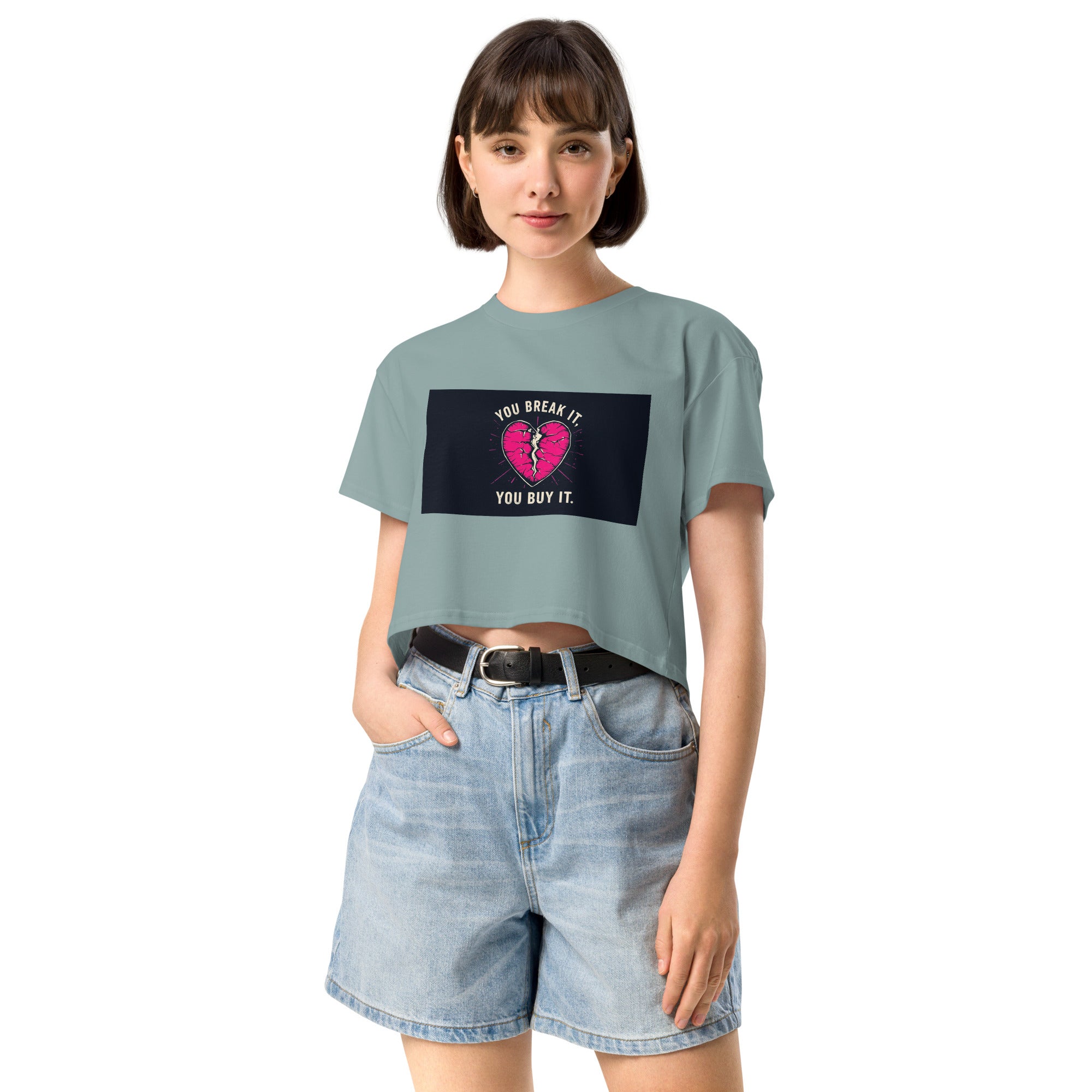 Women’s crop top - You Break It You Buy It - SMIZE By RachelSMIZE By Rachel