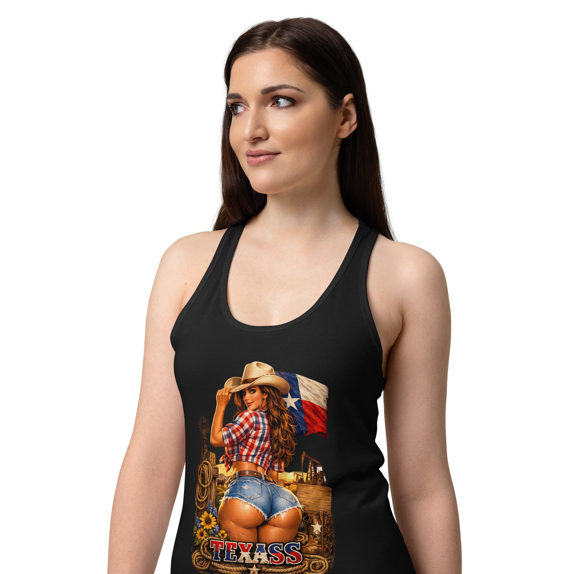 Women’s fitted racerback tank top-TEXASS Tank - SMIZE By RachelSMIZE By Rachel