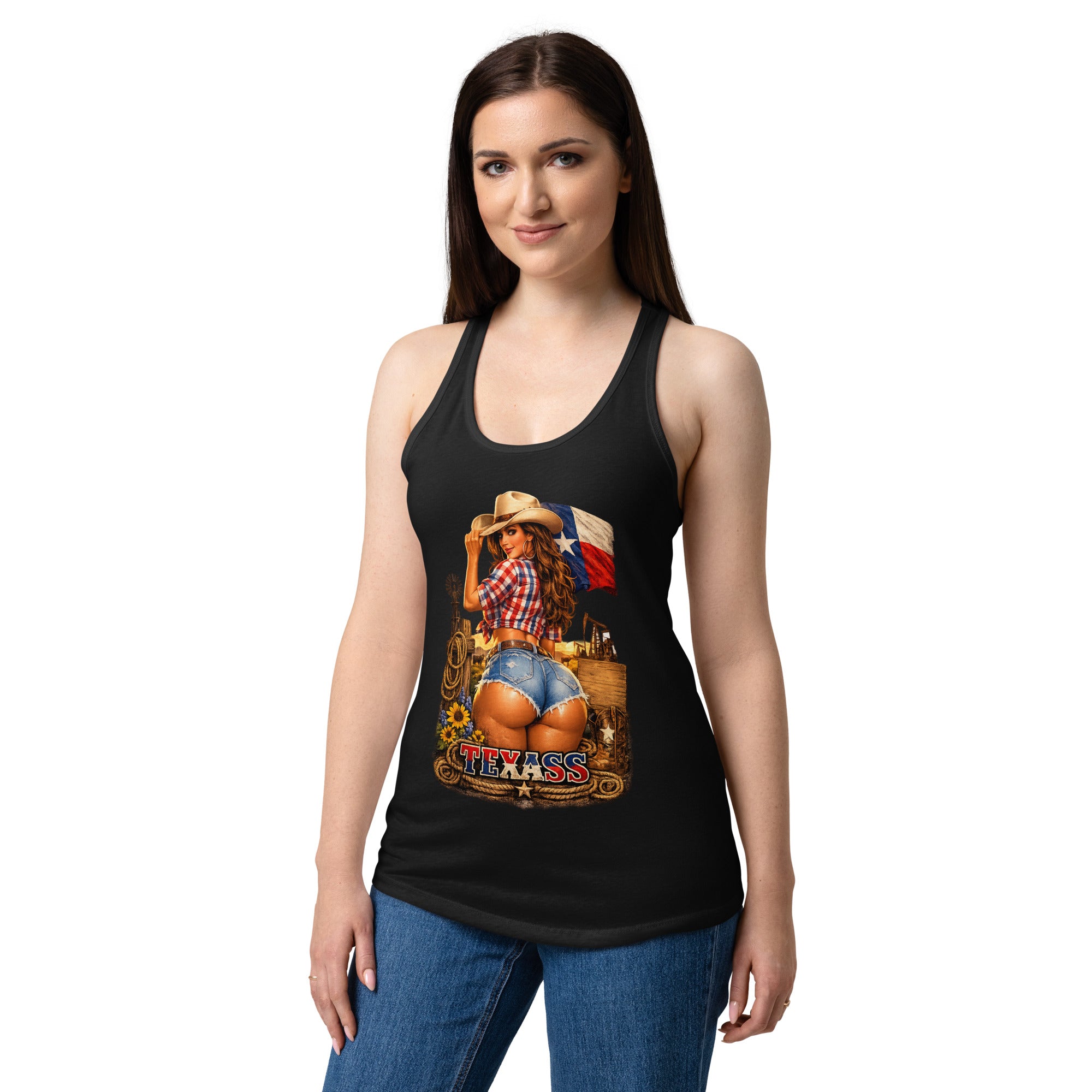 Women’s fitted racerback tank top-TEXASS Tank - SMIZE By RachelSMIZE By Rachel