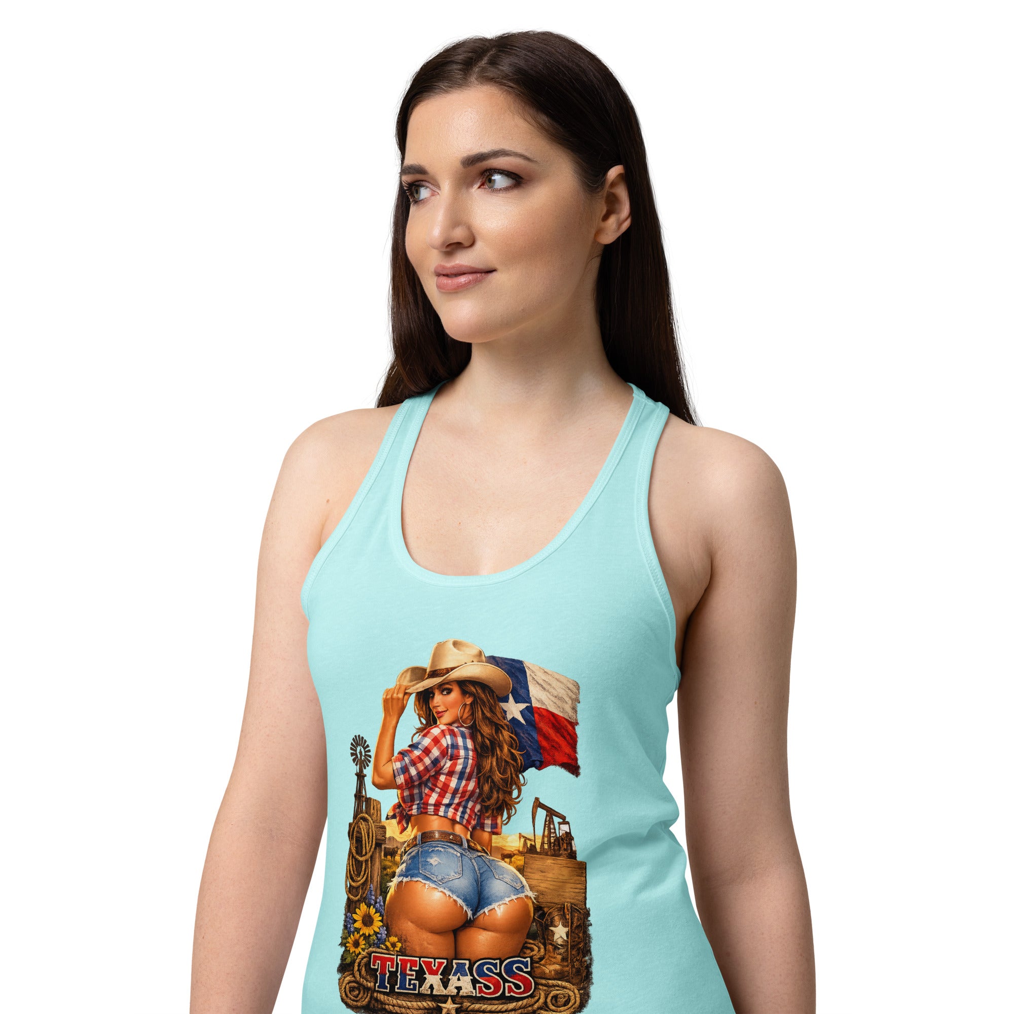 Women’s fitted racerback tank top-TEXASS Tank - SMIZE By RachelSMIZE By Rachel