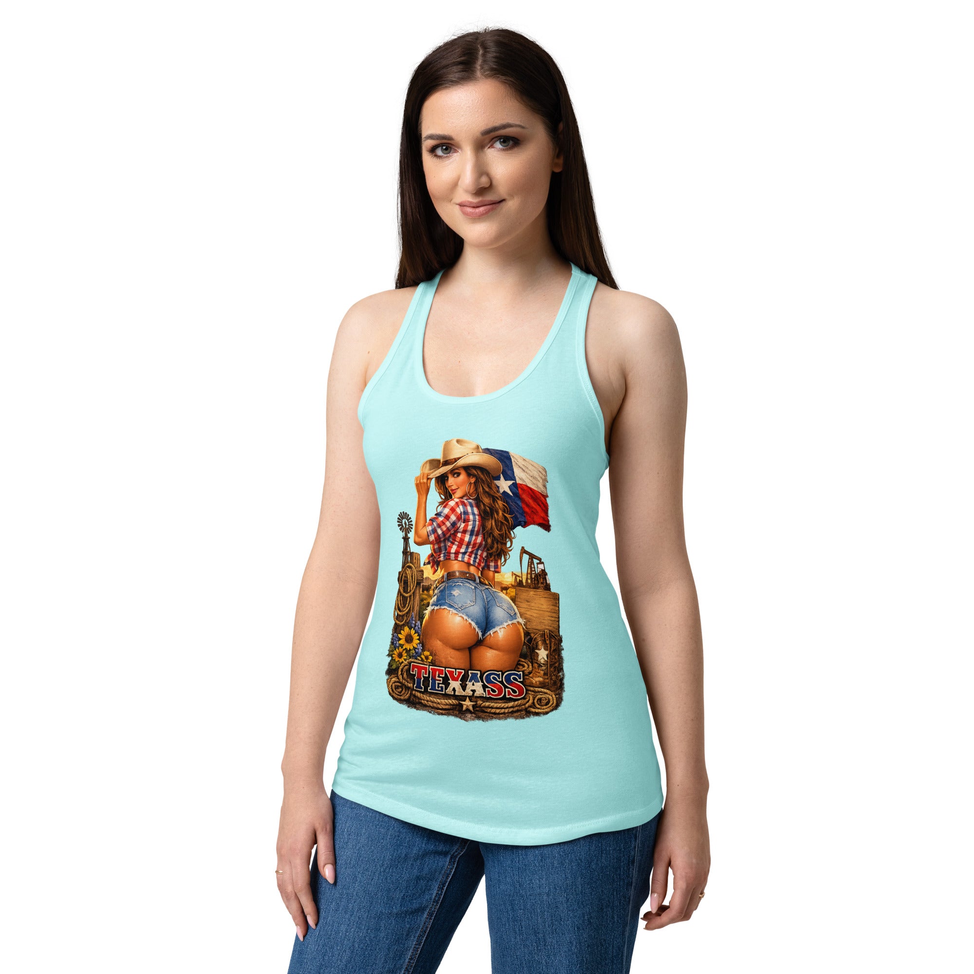 Women’s fitted racerback tank top-TEXASS Tank - SMIZE By RachelSMIZE By Rachel