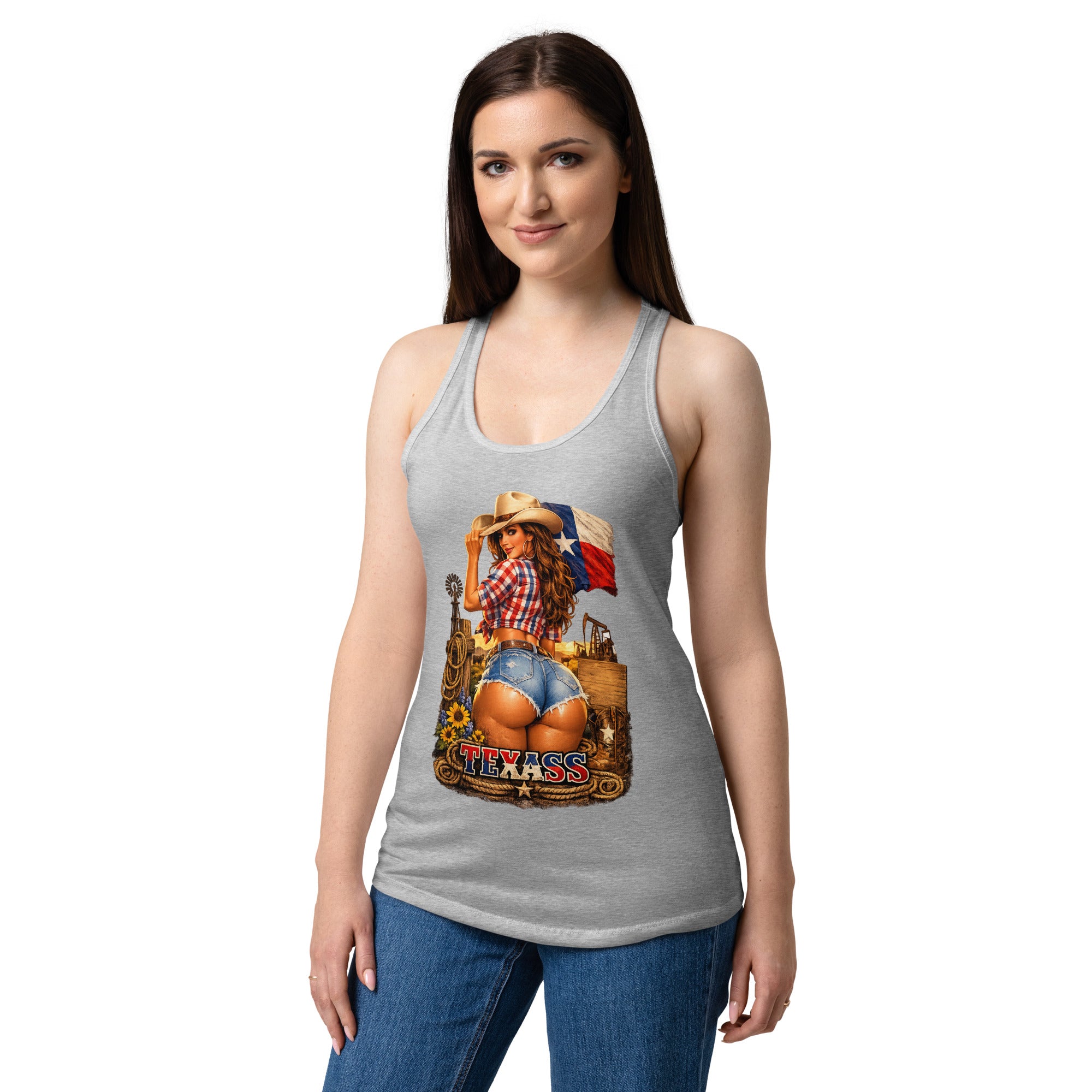 Women’s fitted racerback tank top-TEXASS Tank - SMIZE By RachelSMIZE By Rachel