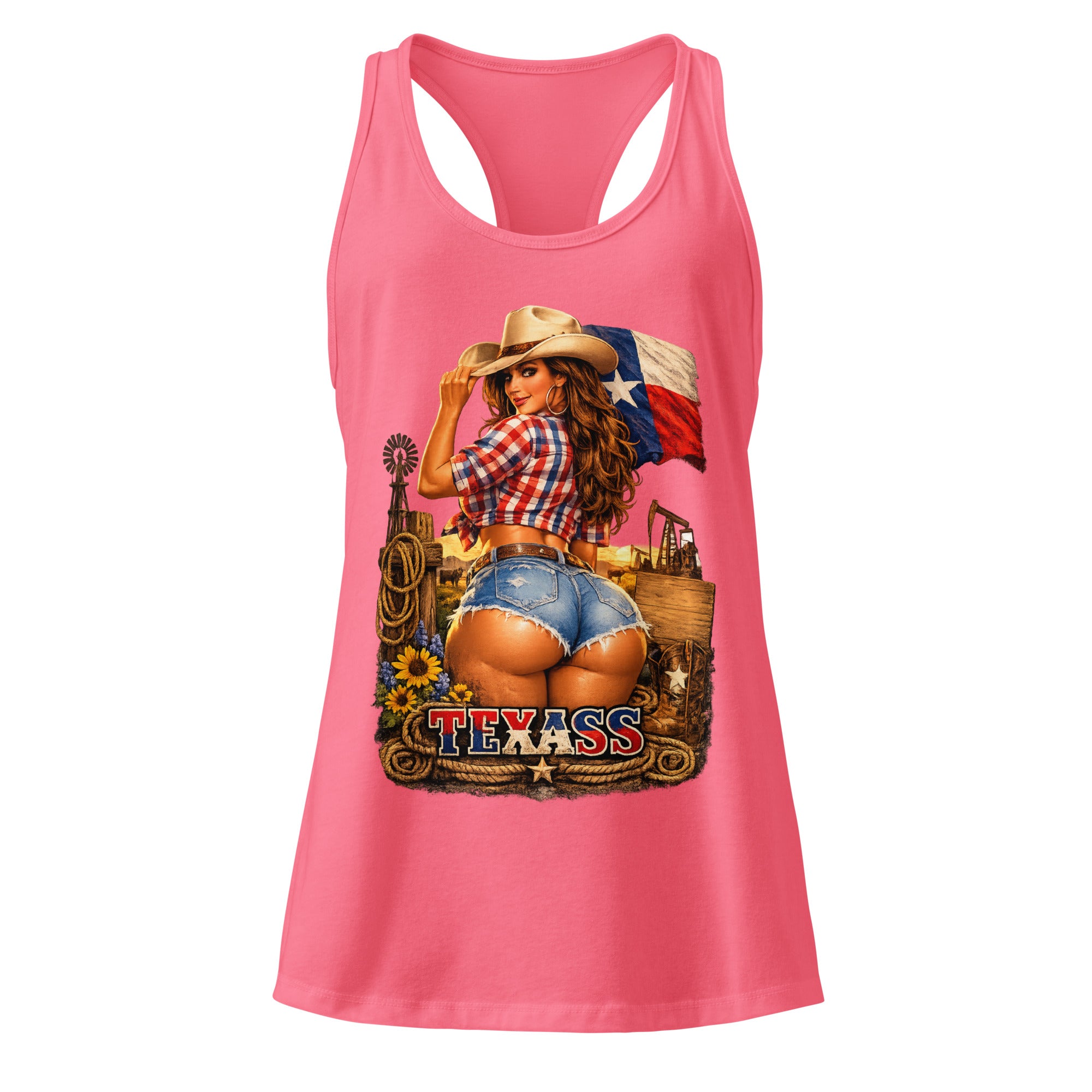 Women’s fitted racerback tank top-TEXASS Tank - SMIZE By RachelSMIZE By Rachel