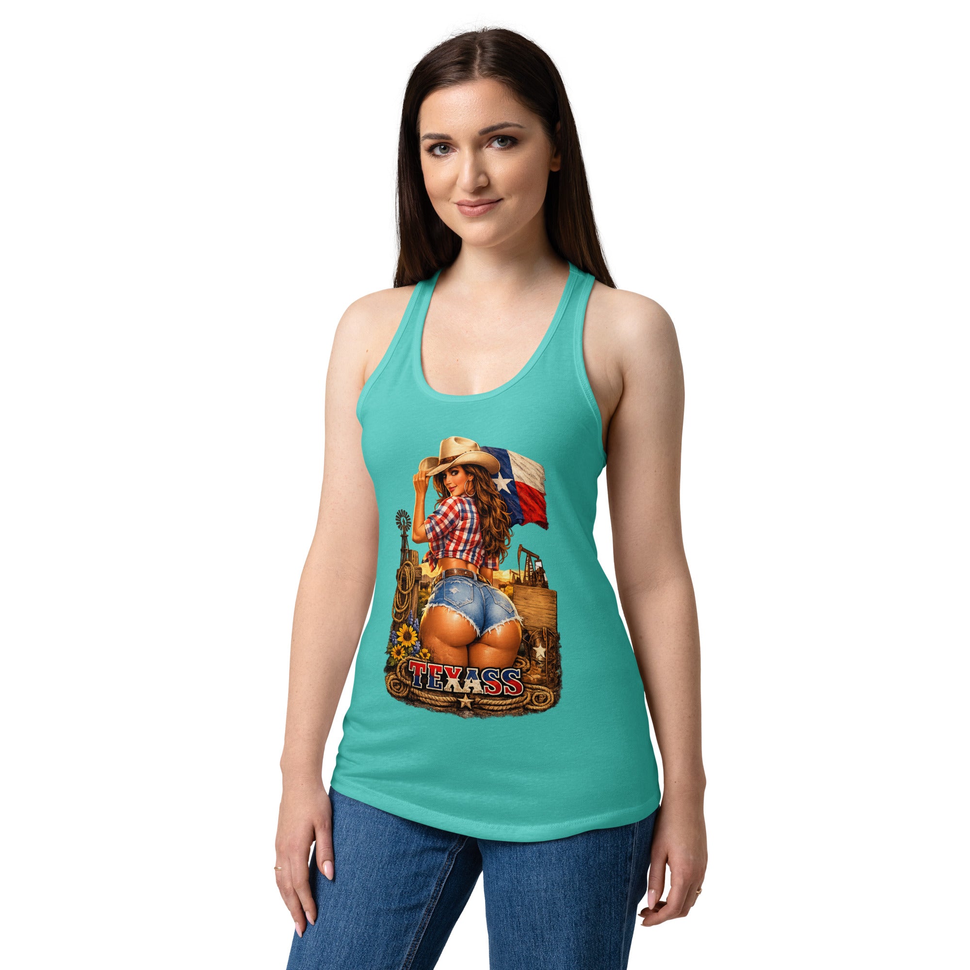 Women’s fitted racerback tank top-TEXASS Tank - SMIZE By RachelSMIZE By Rachel