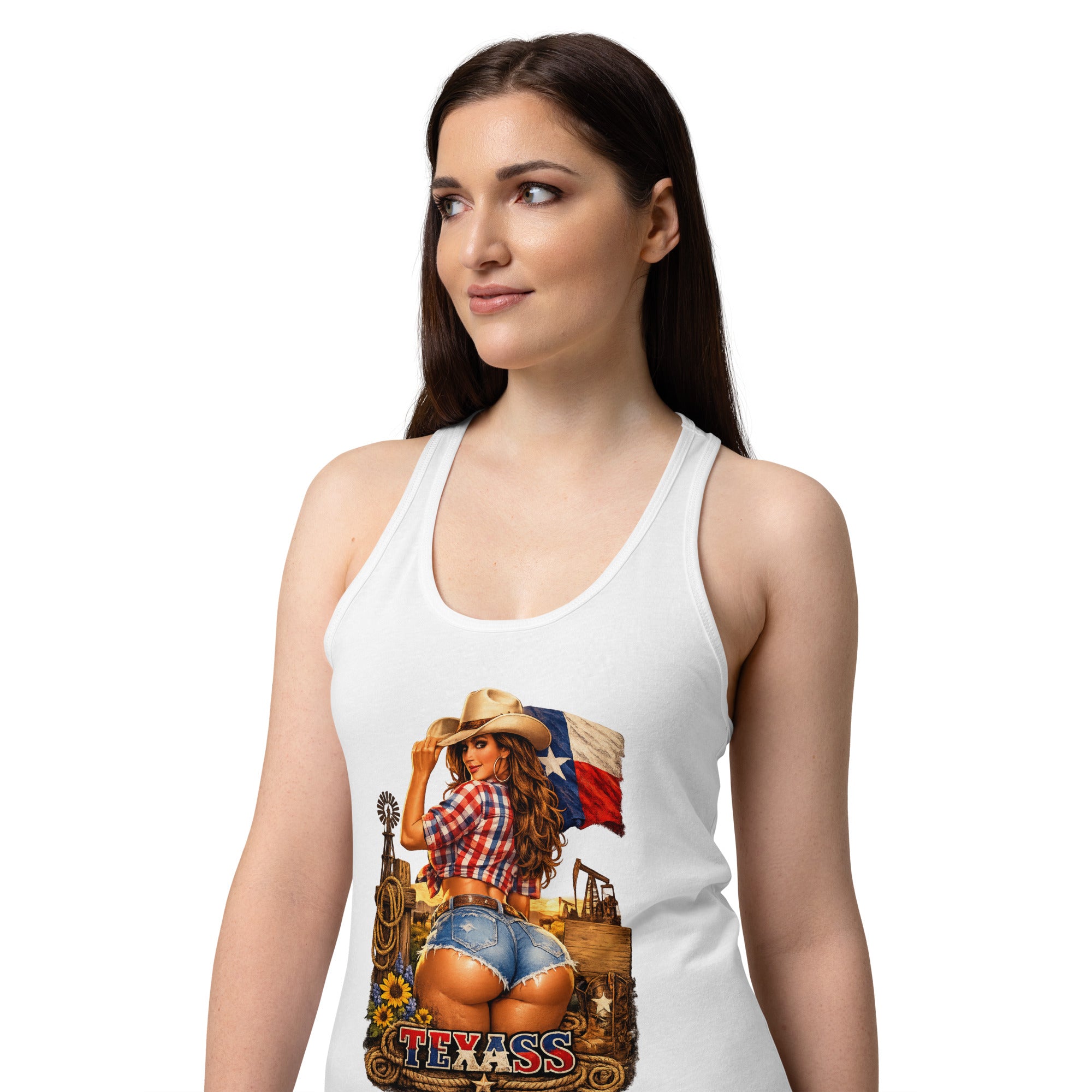 Women’s fitted racerback tank top-TEXASS Tank - SMIZE By RachelSMIZE By Rachel