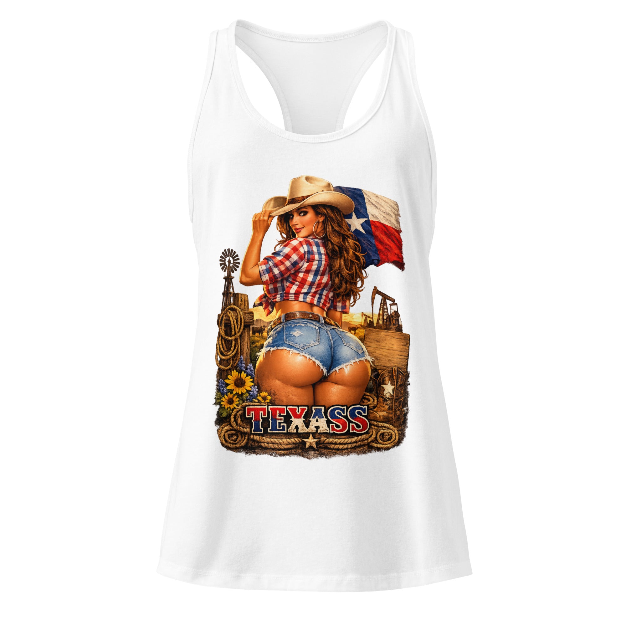 Women’s fitted racerback tank top-TEXASS Tank - SMIZE By RachelSMIZE By Rachel