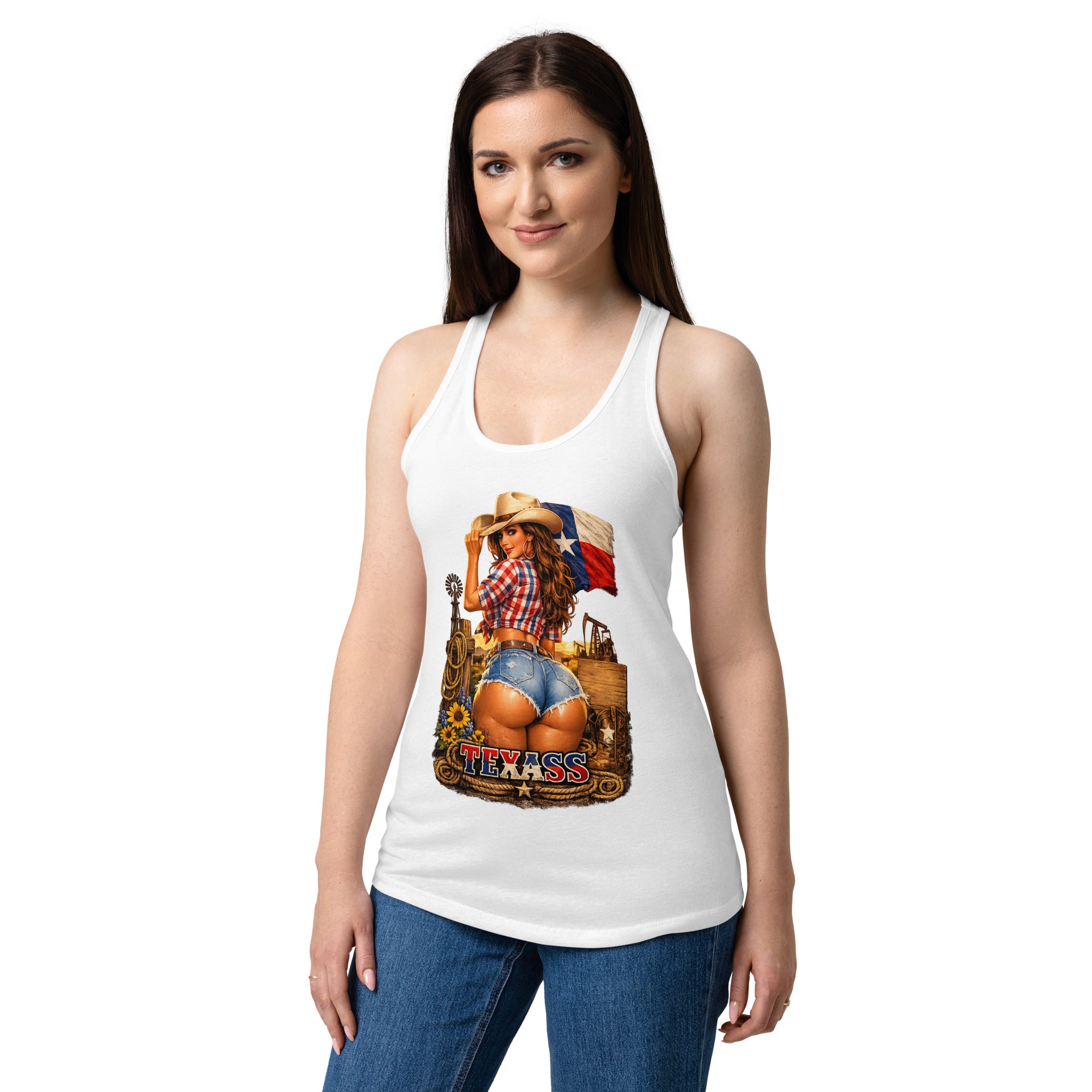 Women’s fitted racerback tank top-TEXASS Tank - SMIZE By RachelSMIZE By Rachel